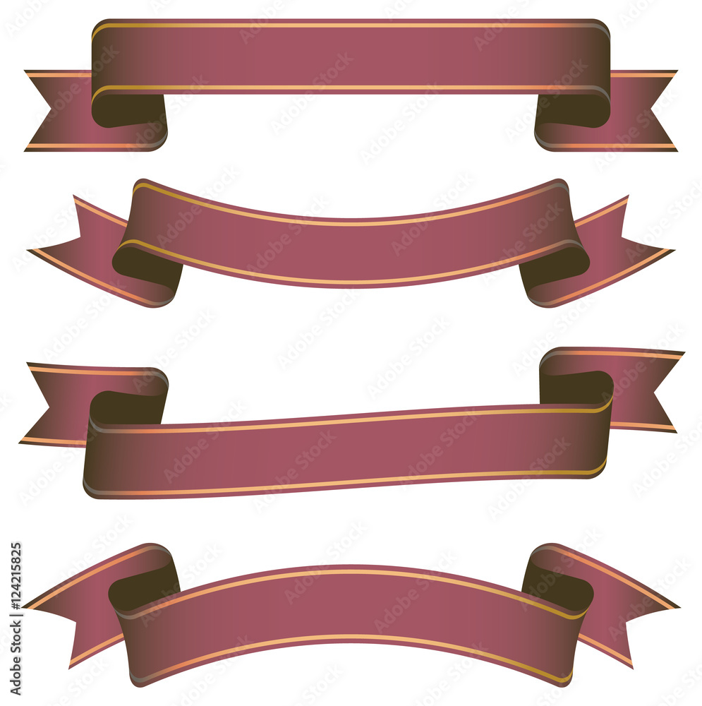 set of dark red ribbon banners Stock Vector