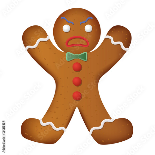 Gingerbread man decorated. Funny and angry