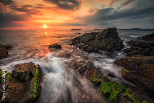 Dawn among the rocks / Sea sunrise at the rocky Black Sea coast near Sozopol, Bulgaria