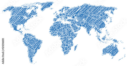 blue world map sketch