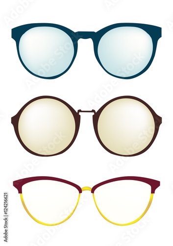Fashion glasses frame different styles. Set eyeglasses accessory design.
