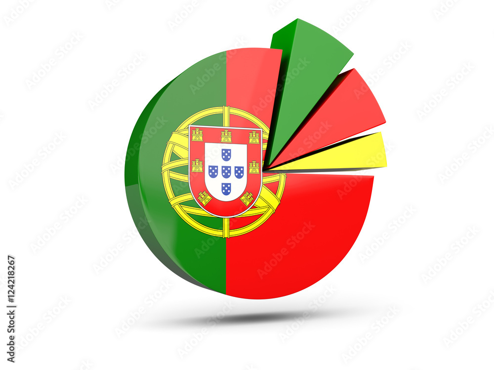 Flag of portugal, round diagram icon