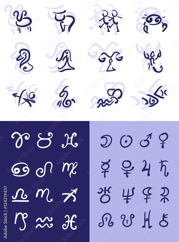 Astrological symbols set Astrological symbols set