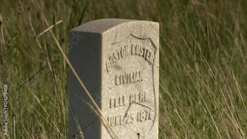 Close up of headstone at Custer National Cemetery photo