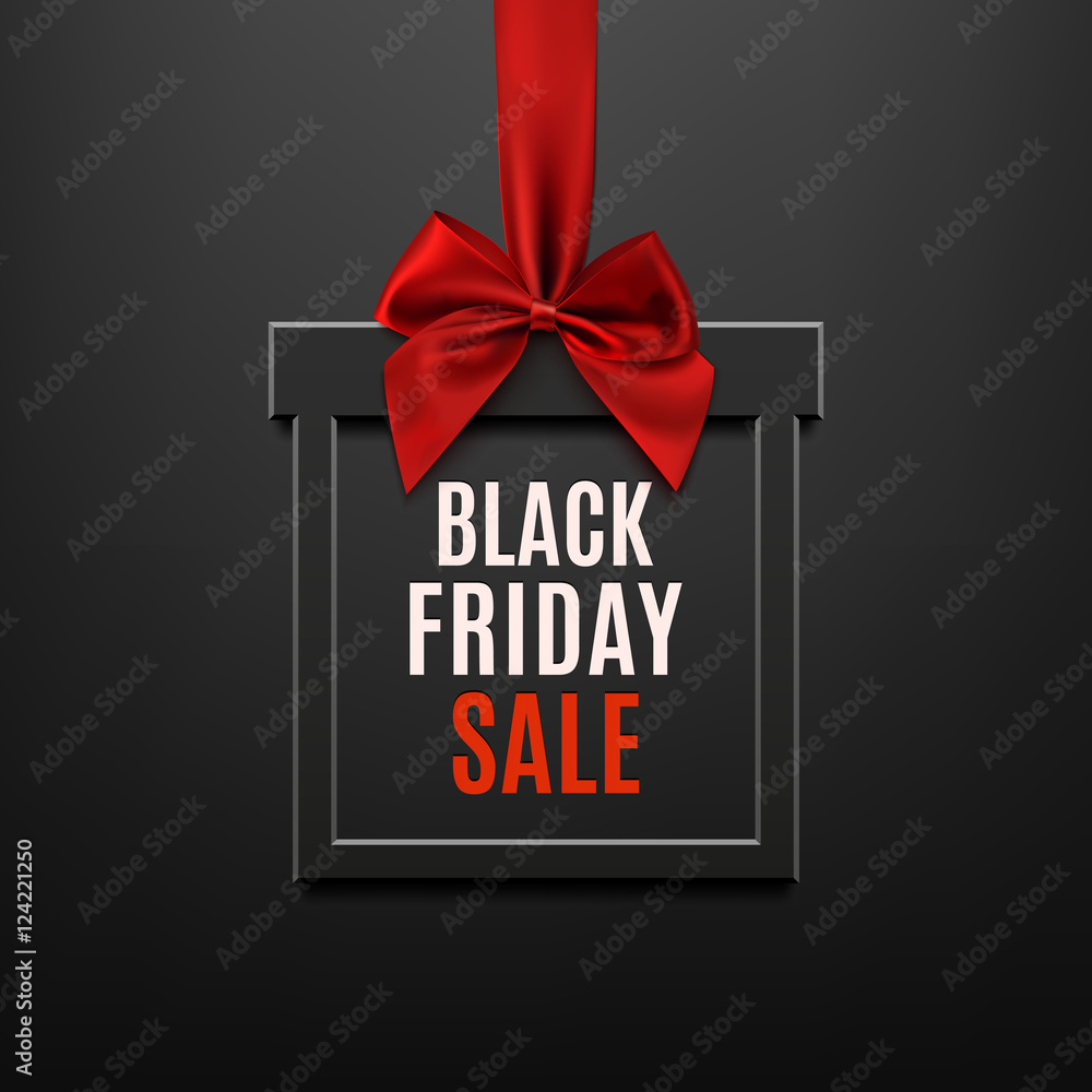 Fototapeta premium Black Friday sale, square banner in form of gift.