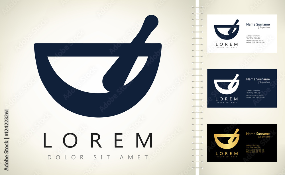 Fotografie Mortar and pestle pharmacy logo