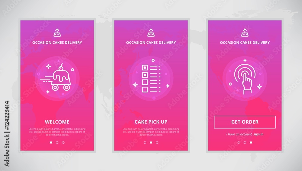 Occasion Cakes delivery service app screens Occasion Cakes delivery service app screens