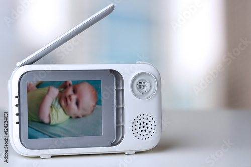 The closeup baby monitor for security of the baby