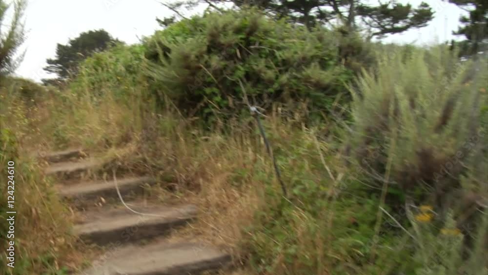 POV hiking, a tired man walks up a trail. POV hiking, a tired man walks up a trail.