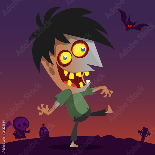 Cartoon Zombie. Halloween vector illustration