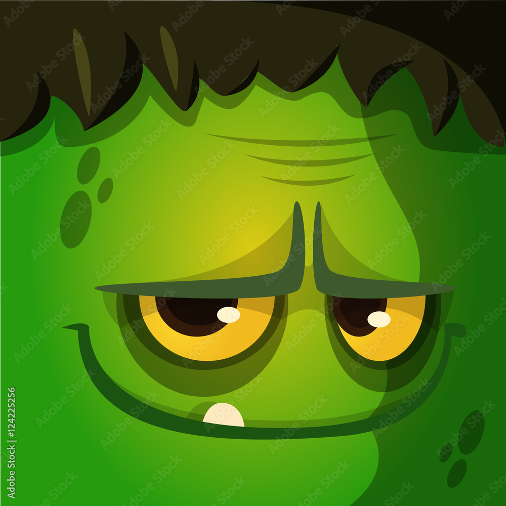 Cartoon monster zombie face vector icon. Cute square avatars for Halloween Cartoon monster zombie face vector icon. Cute square avatars for Halloween