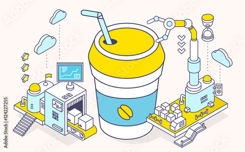 Vector illustration of cup coffee takeaway and three dimensional