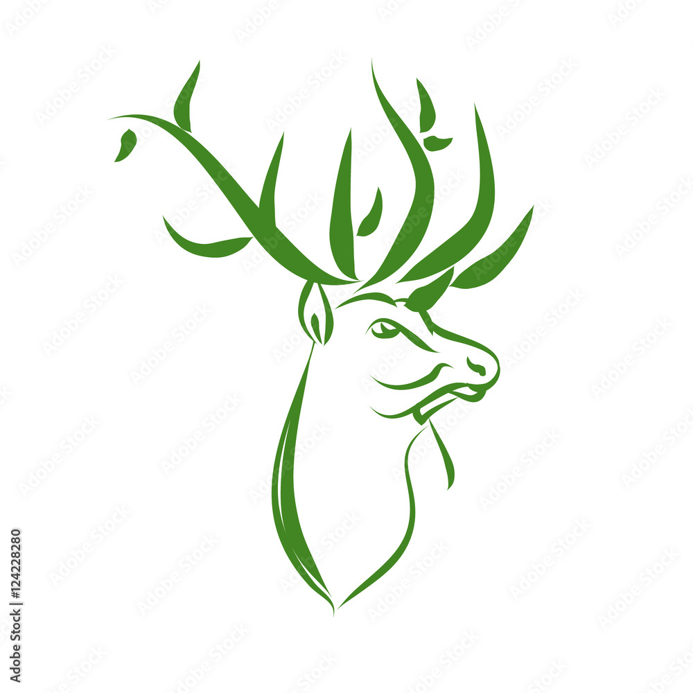 Green deer logo animal protection Stock Vector Adobe Stock