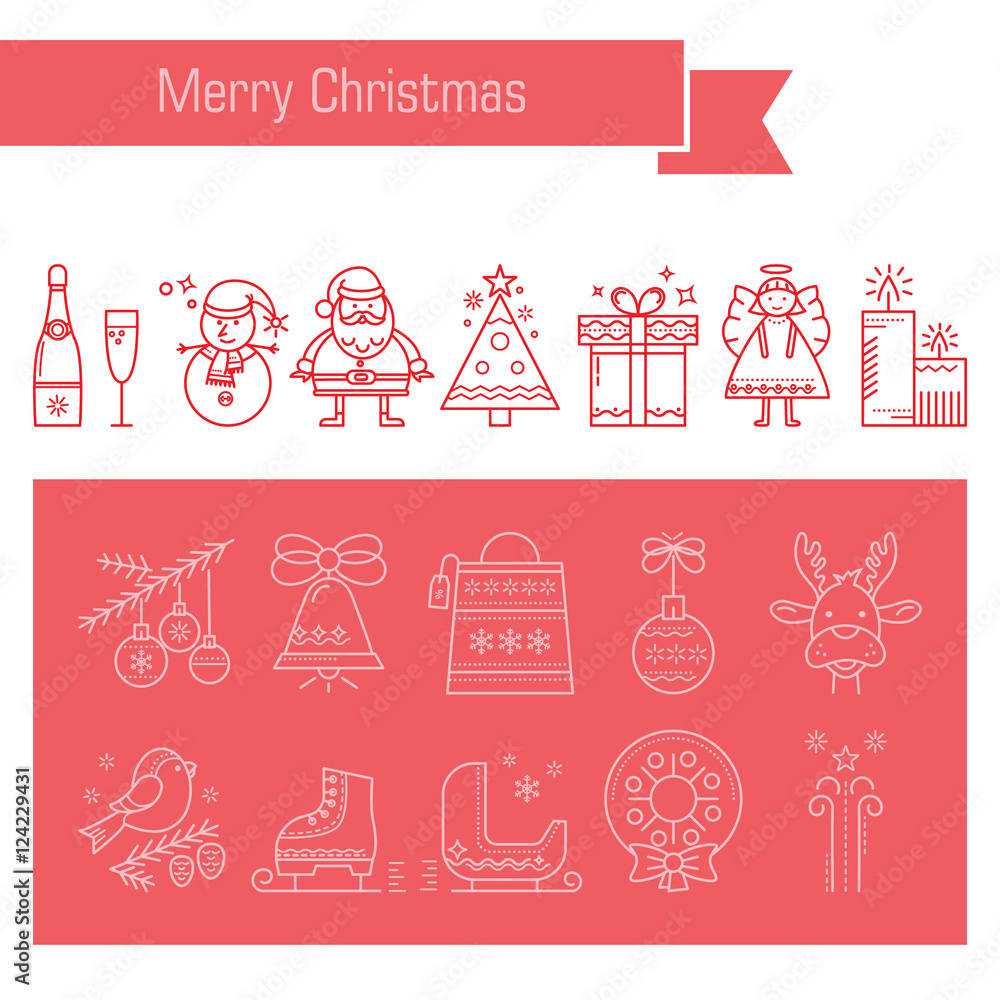 Linear icons Christmas