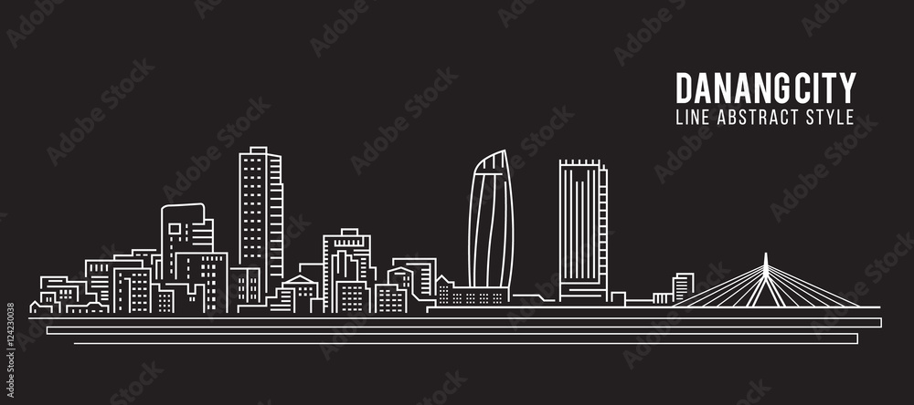 Cityscape Building Line art Vector Illustration design - Danang city