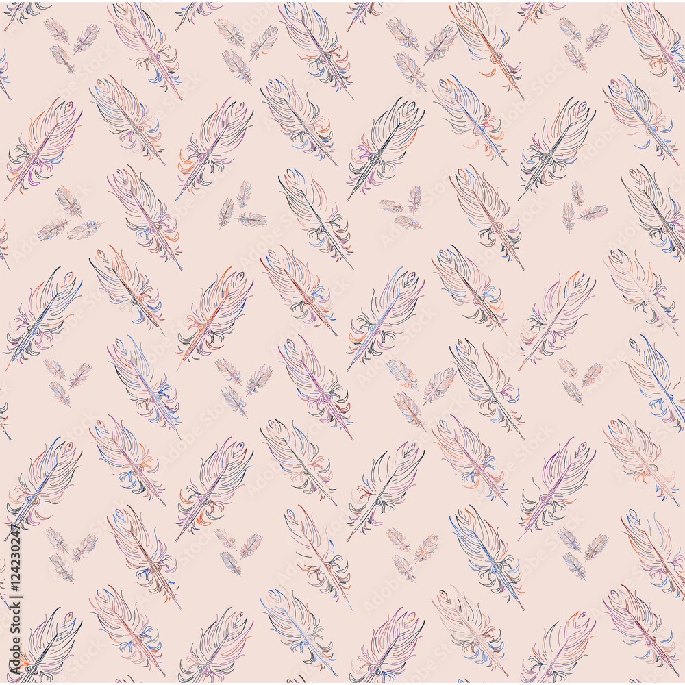 Obraz premium Modern vector seamless feathers pattern, for print, ceramics