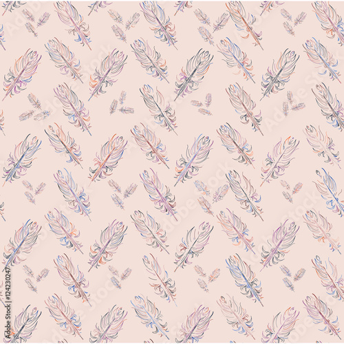 Modern vector seamless feathers pattern  for print  ceramics