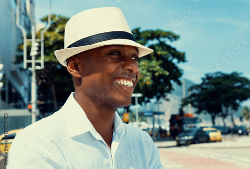 Photography African american man from Havana at Cuba in warm cinema look