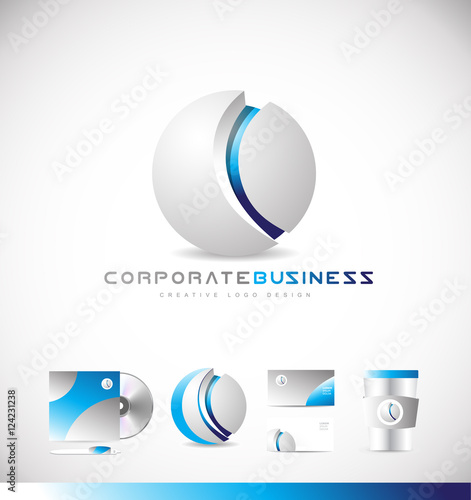 Corporate business sphere 3d grey logo icon design
