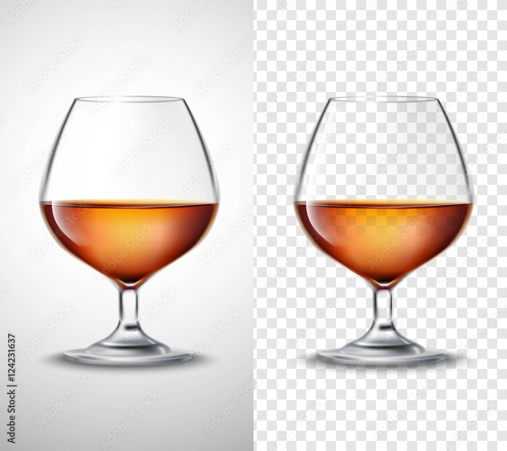 Wine glass With Alcohol Transparent Banners - obrazy, fototapety, plakaty 