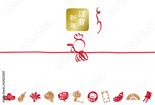 鳥の水引きの年賀状背景素材