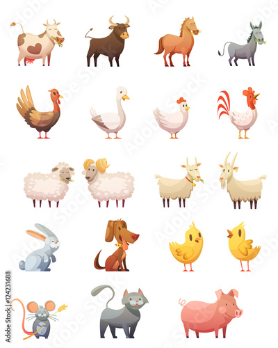 Farm Animals Cartoon Set