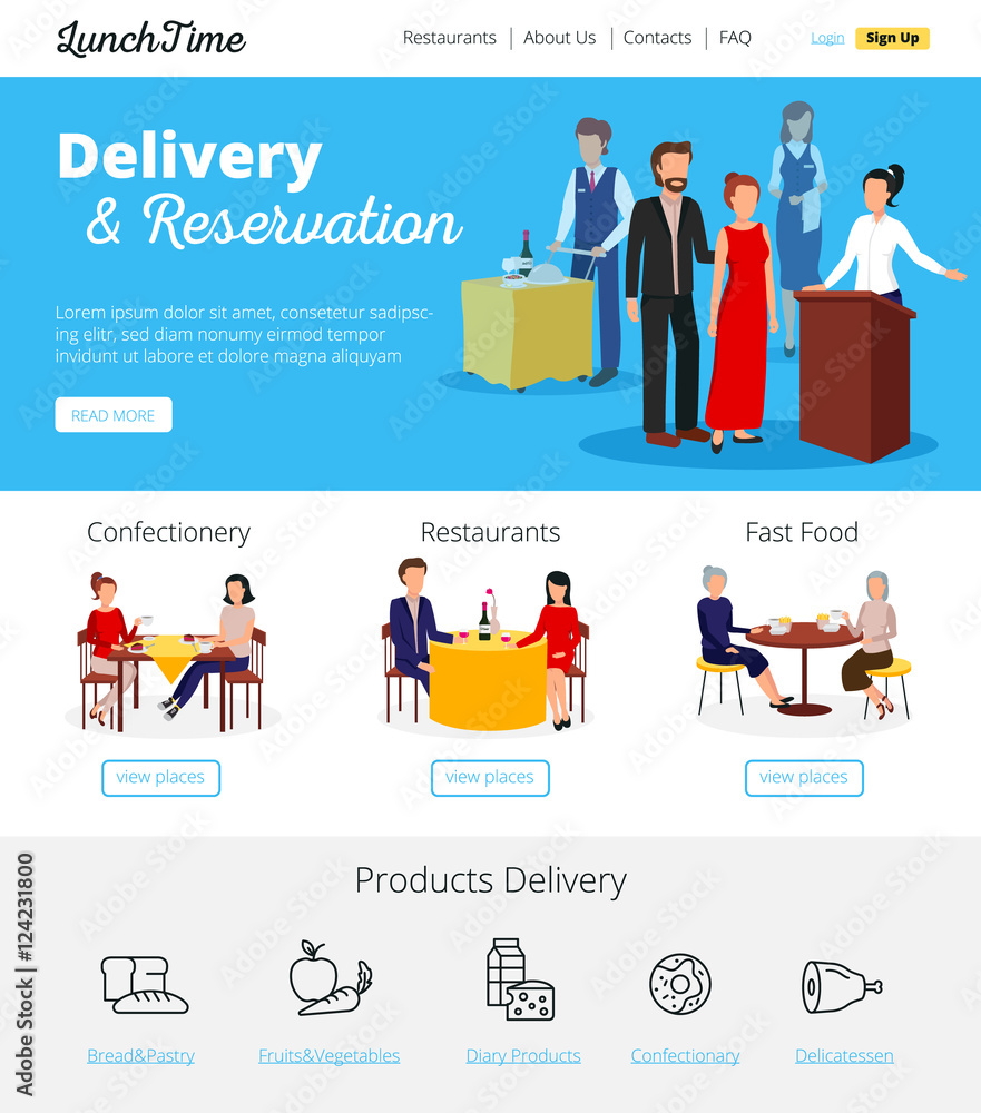 Restaurant Service Reservations Flat infographic Banners 