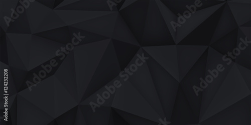 Low polygon shapes, black background, dark crystals, triangles mosaic, creative wallpaper, templates vector design