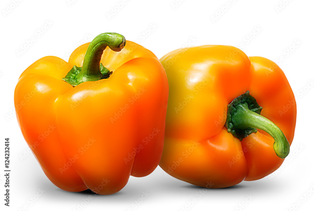 Group of orange pepper isolated on white background. Group of orange pepper isolated on white background.