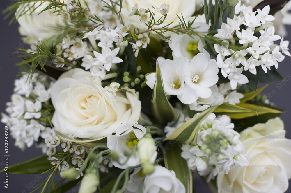 Arrangement of assorted fresh white flowers Arrangement of assorted fresh white flowers