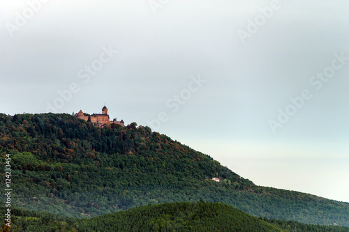Majestic medieval castle Haut-Koenigsbourg on the top of the hil