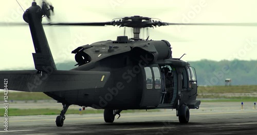 Black hawk helicopter on runway