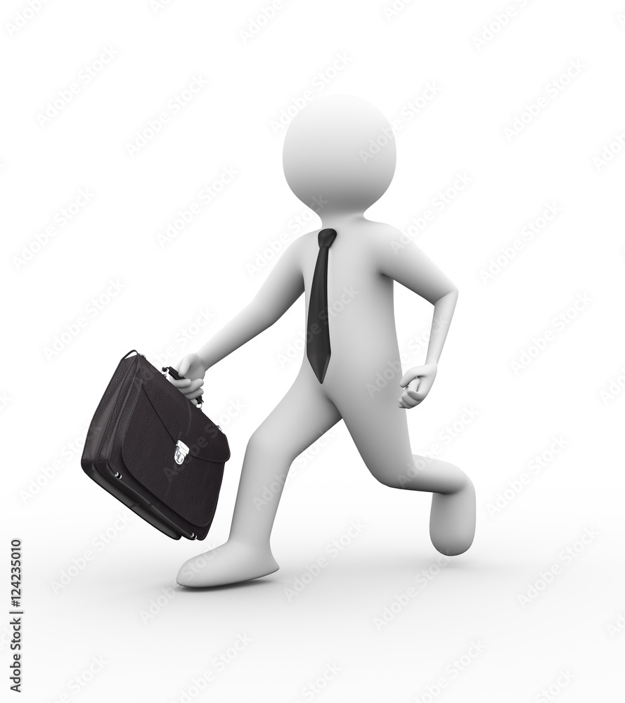 3d businessman running with briefcase
