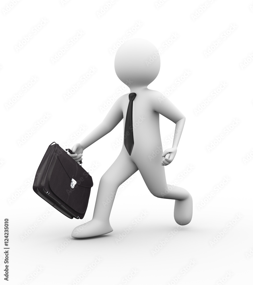 3d businessman running with briefcase 3d businessman running with briefcase