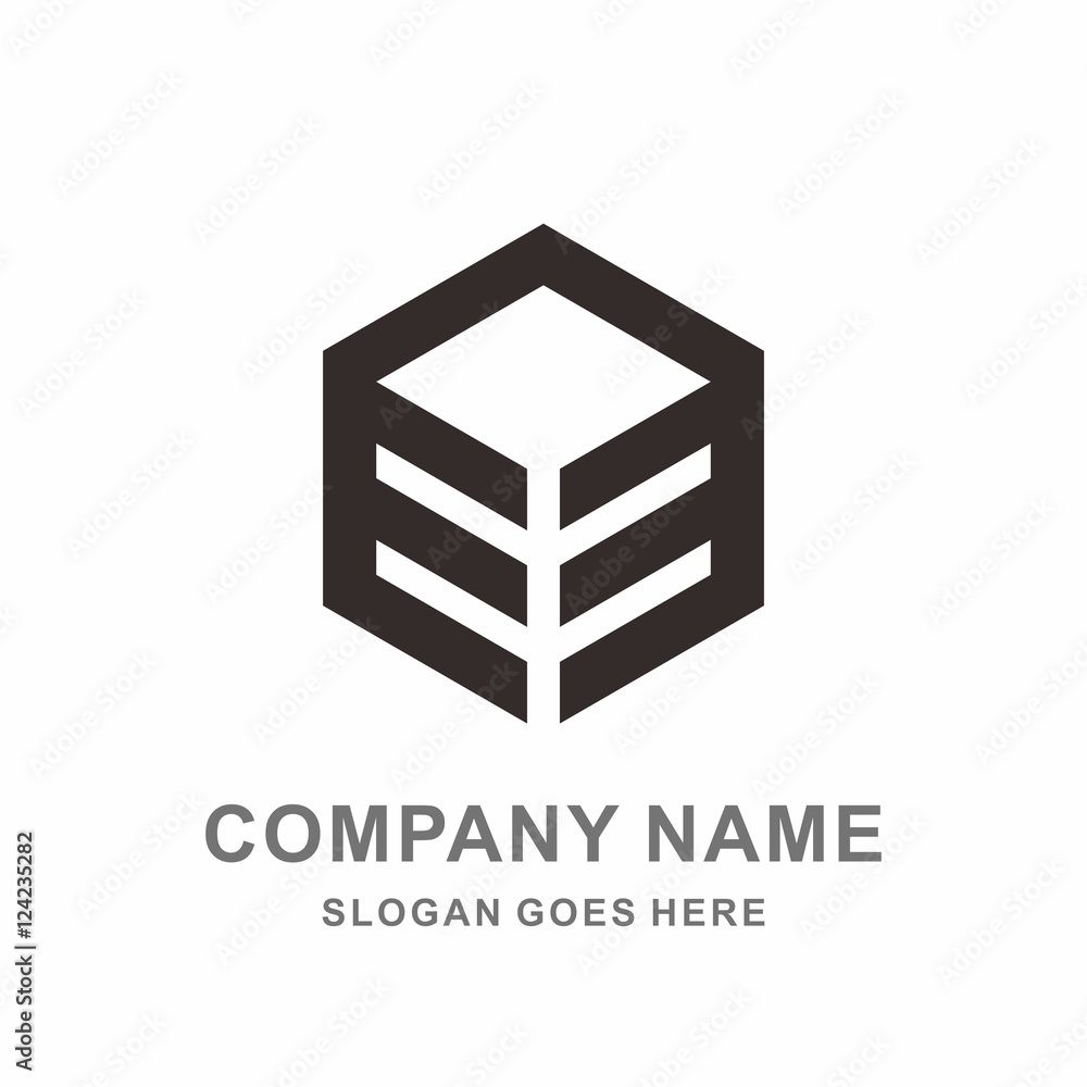 Monogram Letter E Geometric Hexagon Cube Reflection Vector Logo Design Template Monogram Letter E Geometric Hexagon Cube Reflection Vector Logo Design Template