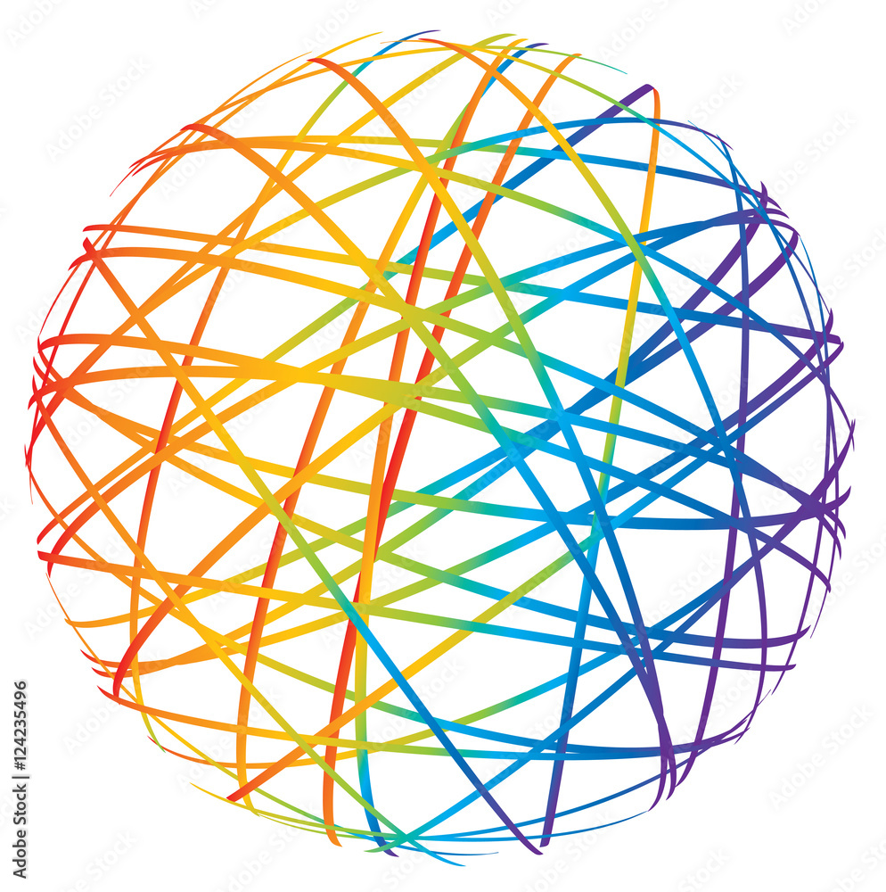 abstract sphere from color lines abstract sphere from color lines
