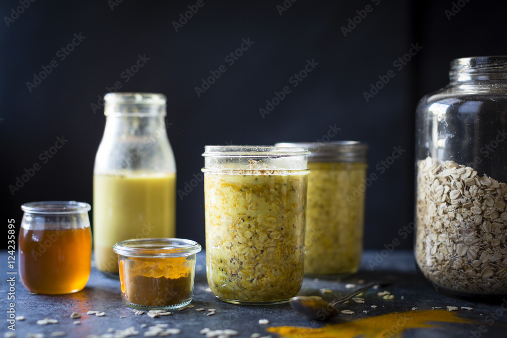 Golden milk overnight oats ingredients (gluten free) Golden milk overnight oats ingredients (gluten free)