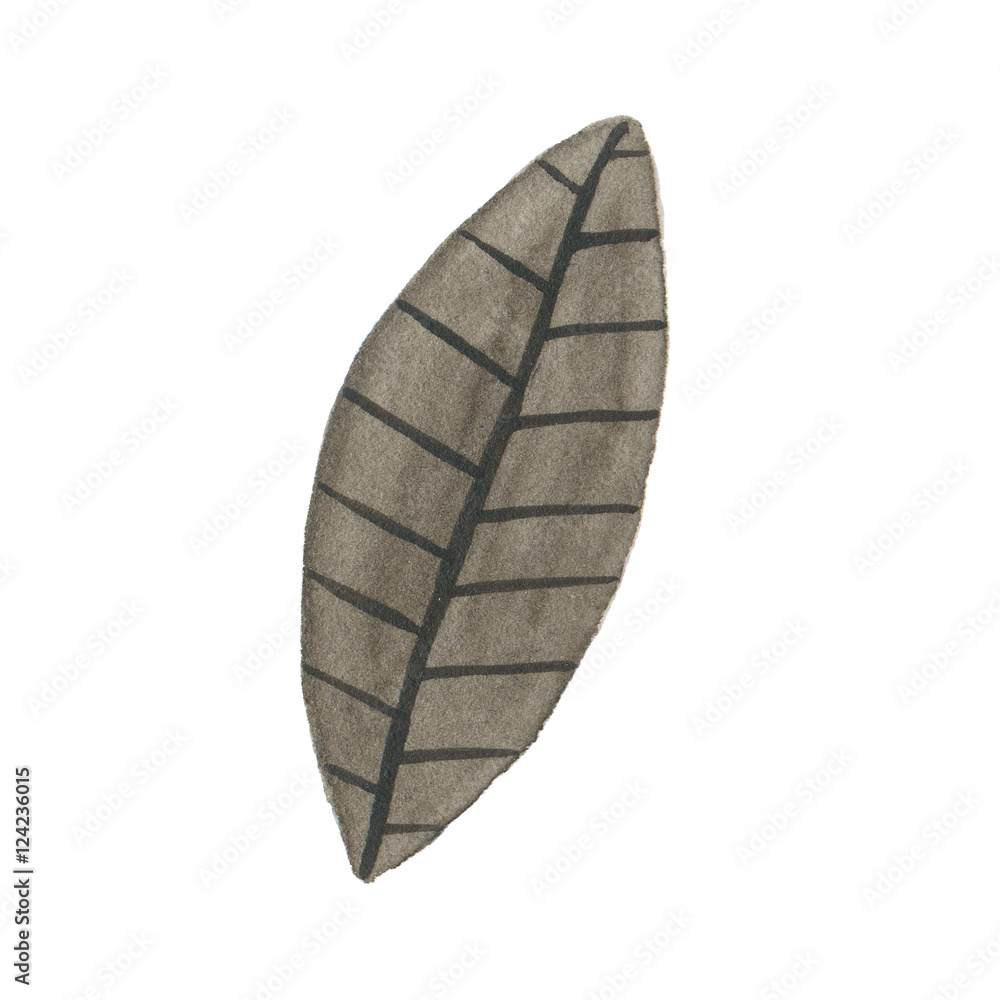 Watercolor autumn leaf isolated on white background