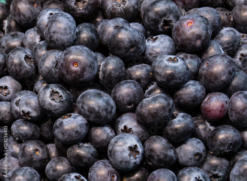 Fresh organic blueberries on a country farm market