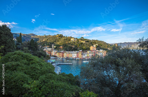 The beautiful bay of Portofino fishing village,luxury harbor,Ligurian Coast near Genoa, Italy,Europe