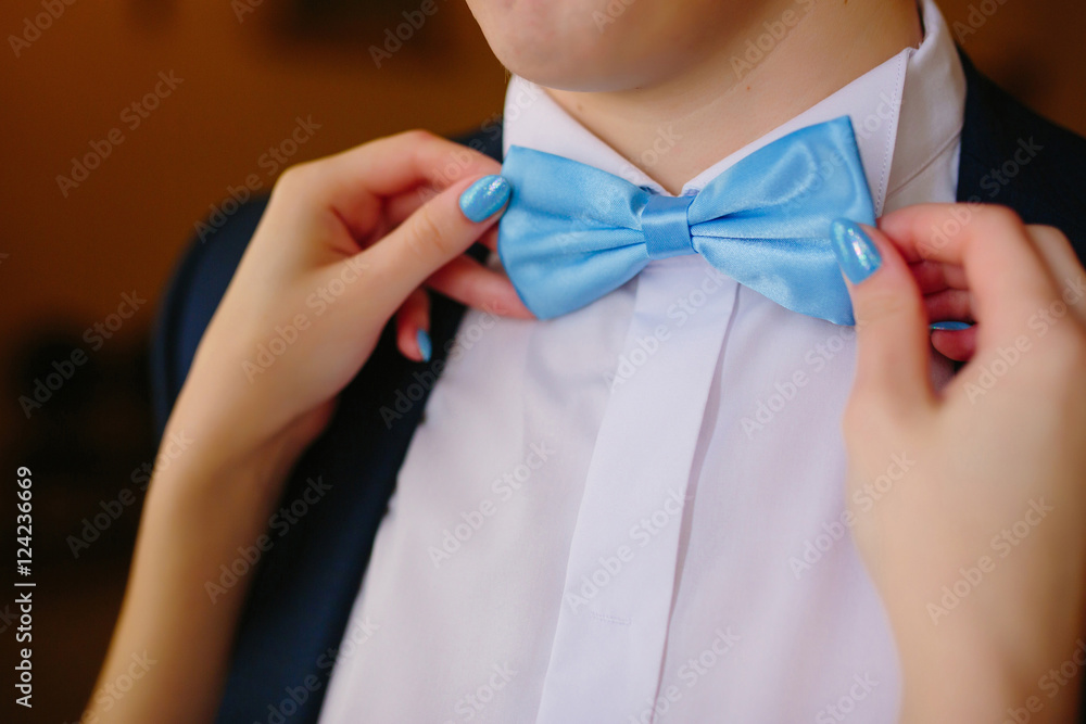 The Bride Fixing Groom`s Bow Tie The Bride Fixing Groom`s Bow Tie