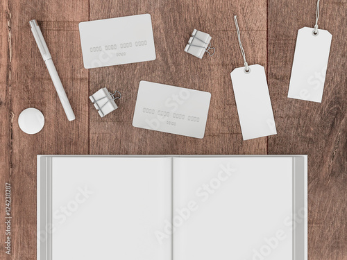 Brown branding mockup. Template set on black background. 3d rendering. 3D illustration