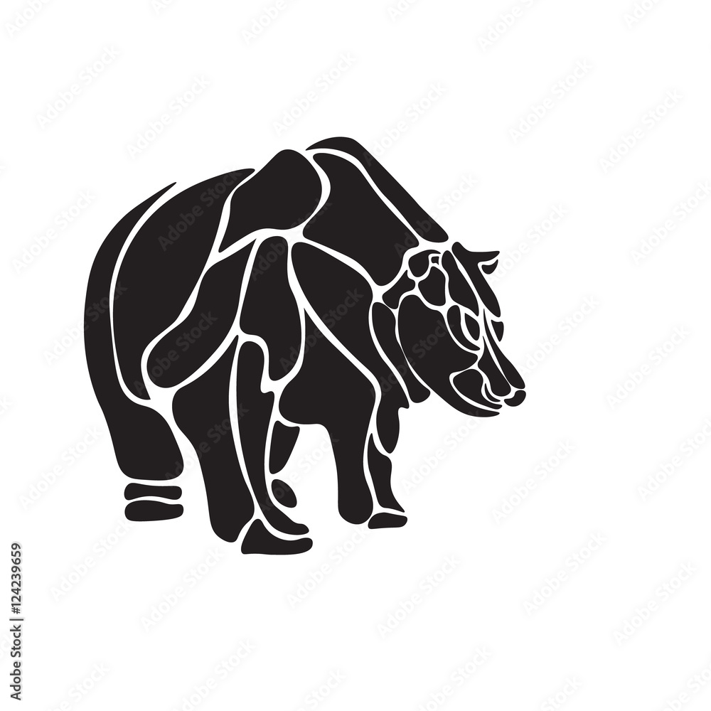 black and white engrave isolated  bear