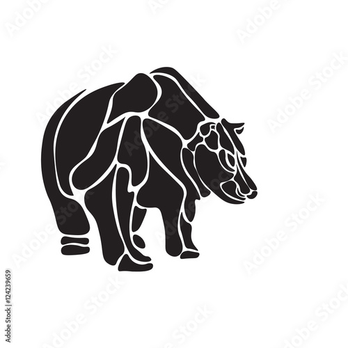 black and white engrave isolated  bear