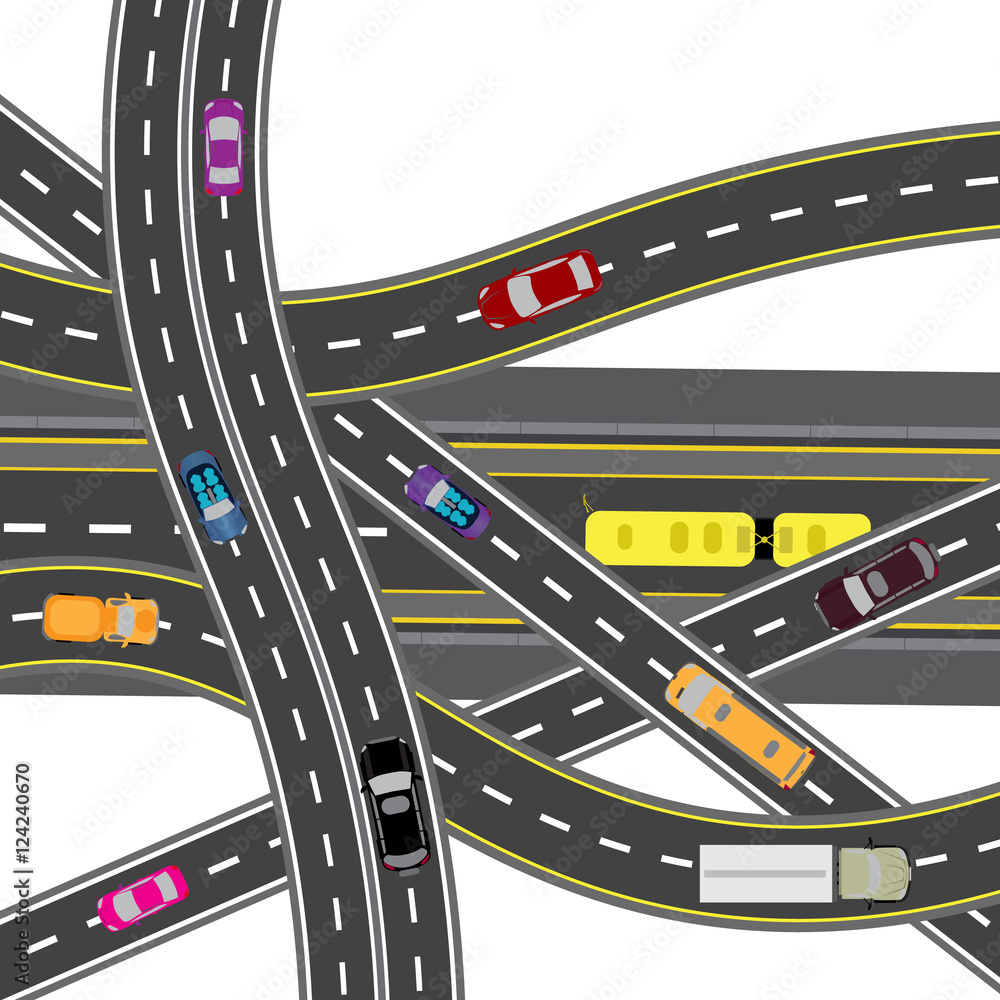 Naklejka premium Abstract road junction. The intersections of various roads. Transport. illustration
