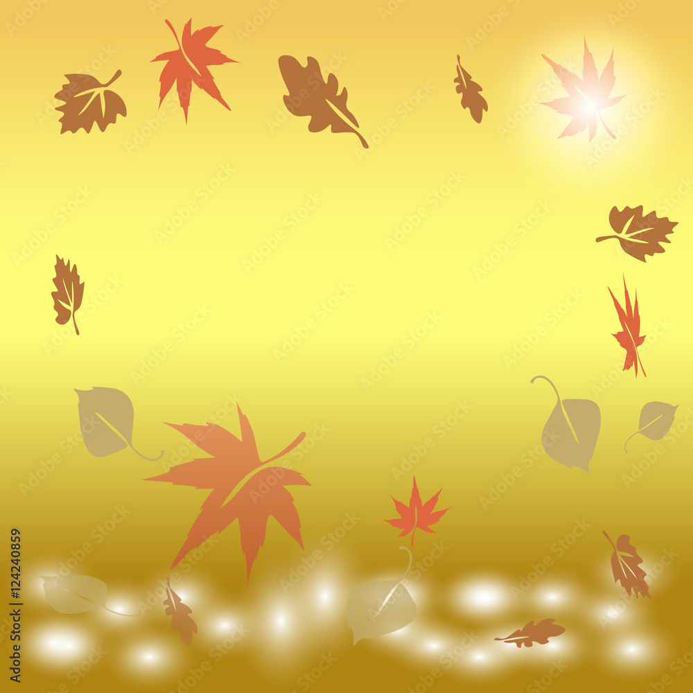 autumn leaves falling into the water at sunrise autumn leaves falling into the water at sunrise