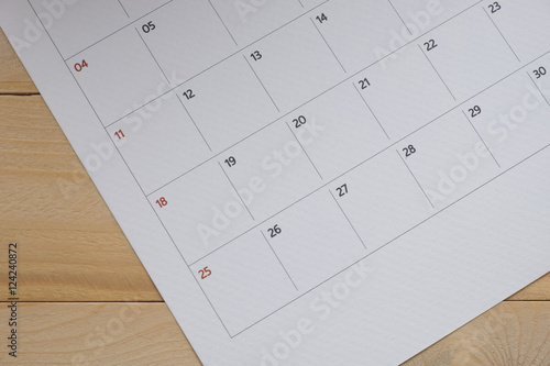 close up calendar date