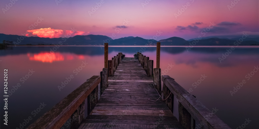 Dreamy pier at sunset