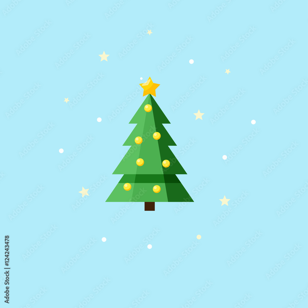 Christmas decorated fir-tree - vector Icon.