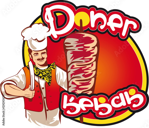 Cook and Turkish kebab design element